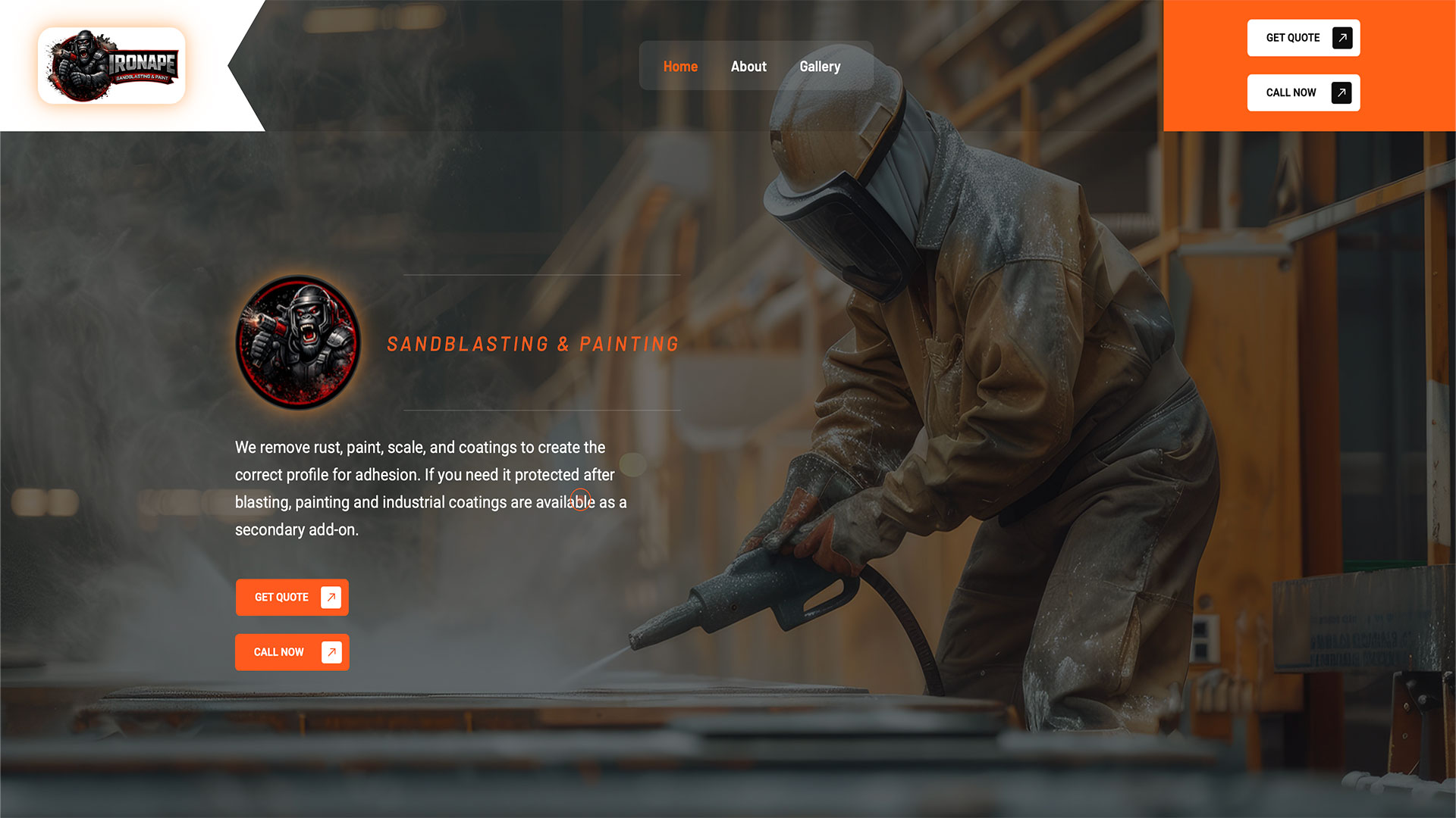 Iron Ape Sandblasting website